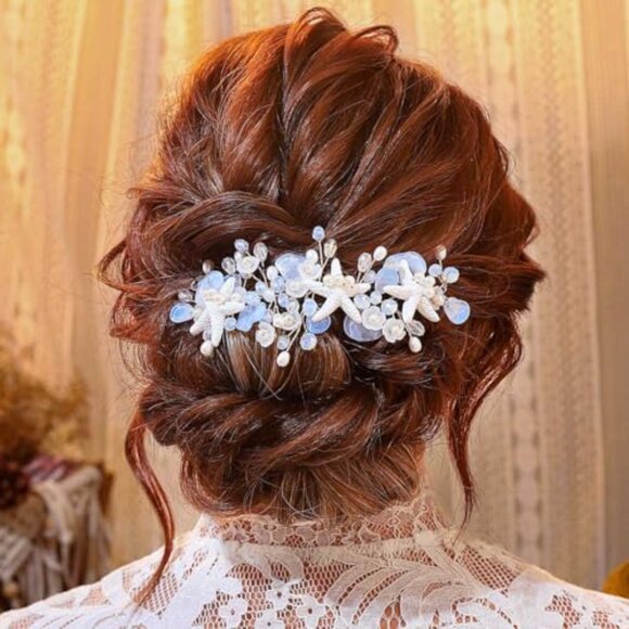 Starfish Bridal Hair Vine Rhinestone Wedding Accessory 16cm - Picture 7 of 7